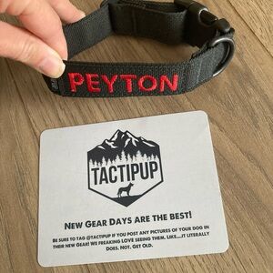 Tactipup Black Dog Collar with Red Embroidered name NWT